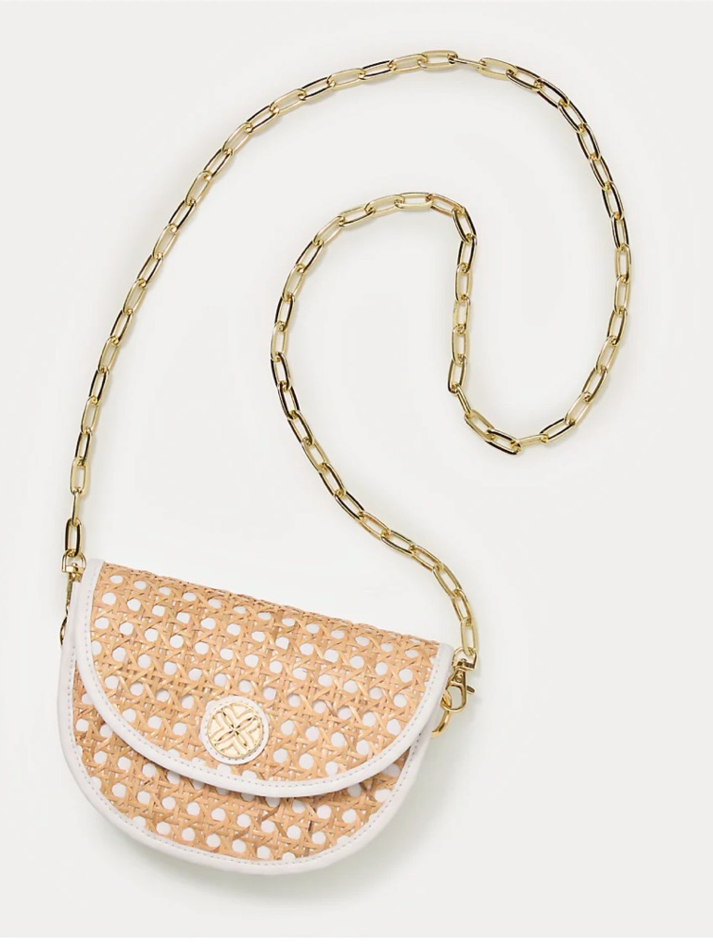 Lilly Pulitzer White & Tan Camille Cane Belt & Crossbody Bag - Picture 4 of 11
